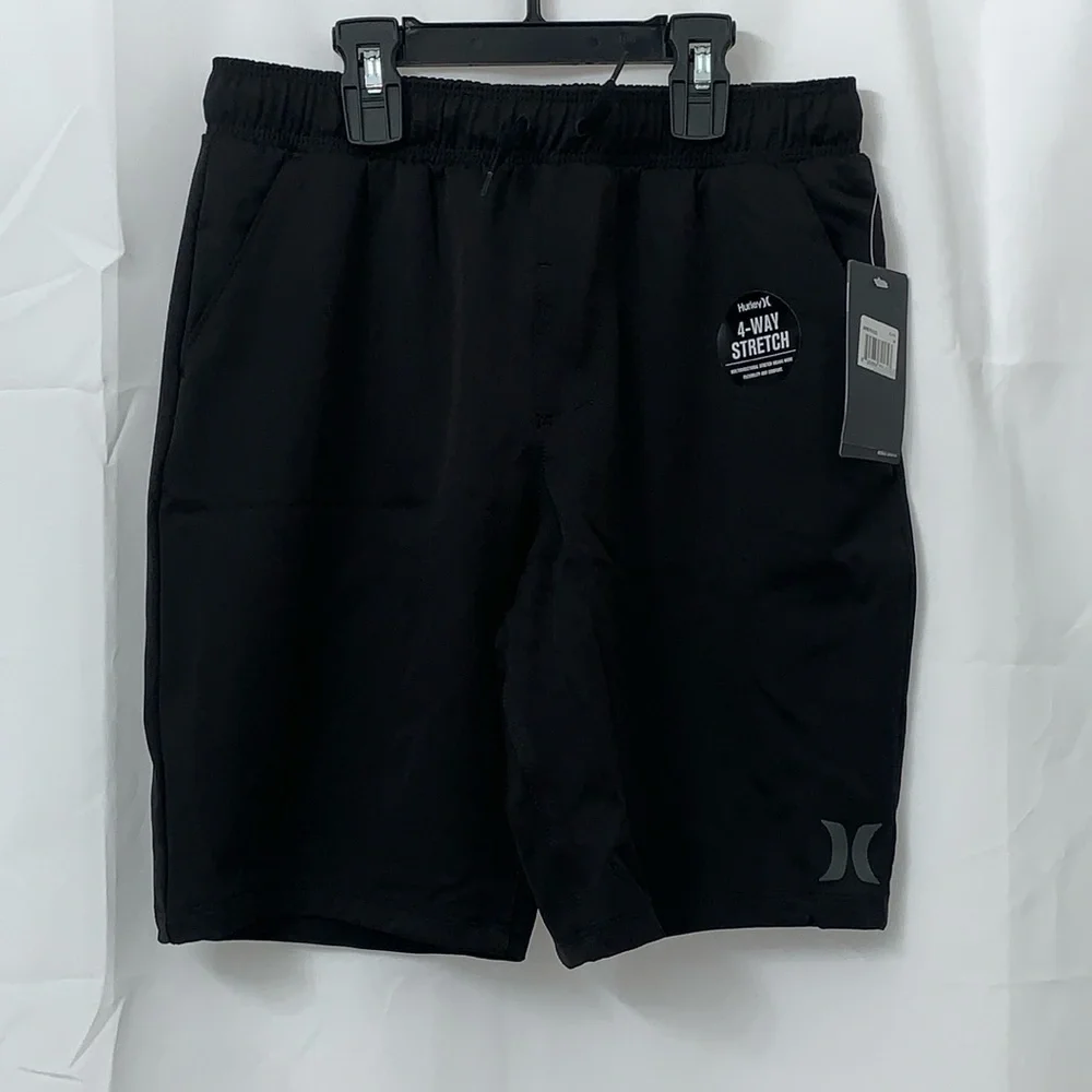 Hurley Boys Black 4-Way Stretch Hybrid Shorts Size Medium Quick‎ Dry Swim Kids